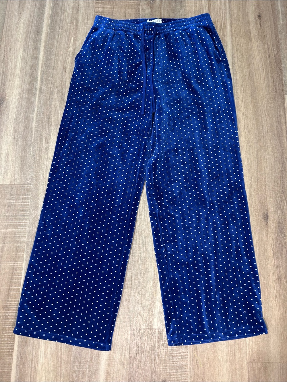 Women’s Navy Polka Dot Velour Lounge Pants